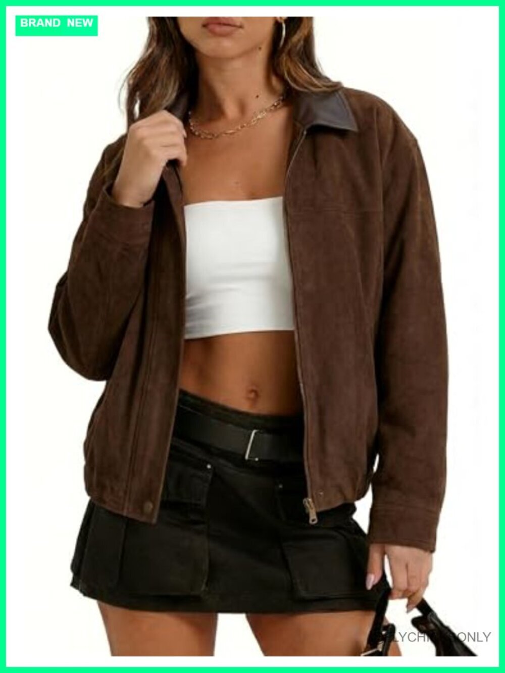 Faux Suede Leather Jacket Oversized Motorcycle Zip Up Bomber Coat